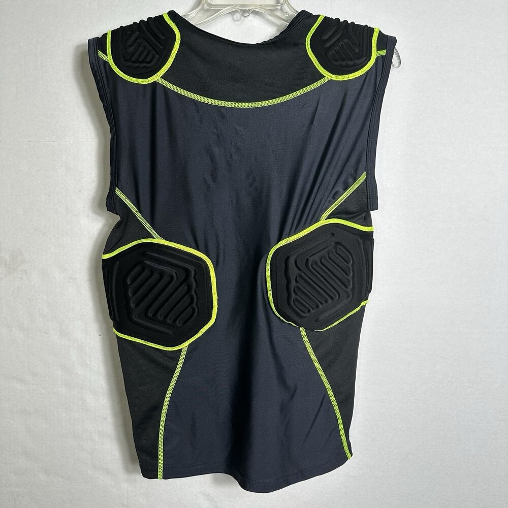 Champro Adult SZ M Padded Compression Shirt Black Green Football Protective Gear